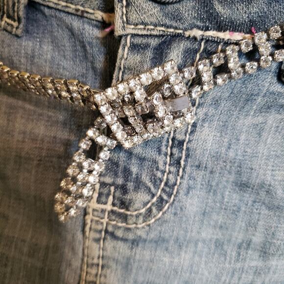 Skinny Rhinestone Belt 28 1/2" Clear Crystals Silver Tone Buckle Vintage 50s - Picture 8 of 9